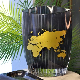 Dünya Haritası Vazo,  Çiçeklik, Dekoratif Obje ,  Altın - Siyah