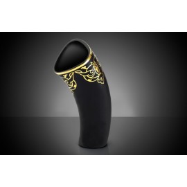 Altın - Siyah Eğik Vazo - Dekoratif Çiçeklik - Gold Siyah Dekoratif Obje 