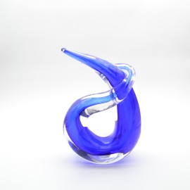 Koyu Mavi Üfleme Cam Soyut Dekoratif Obje- 2 Boy El Yapımı Cam Dekoratif Obje