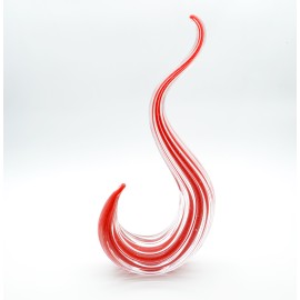 Kırmızı Üfleme Cam Uzun Soyut Dekoratif Obje- 2 Boy El Yapımı Cam Dekoratif Obje