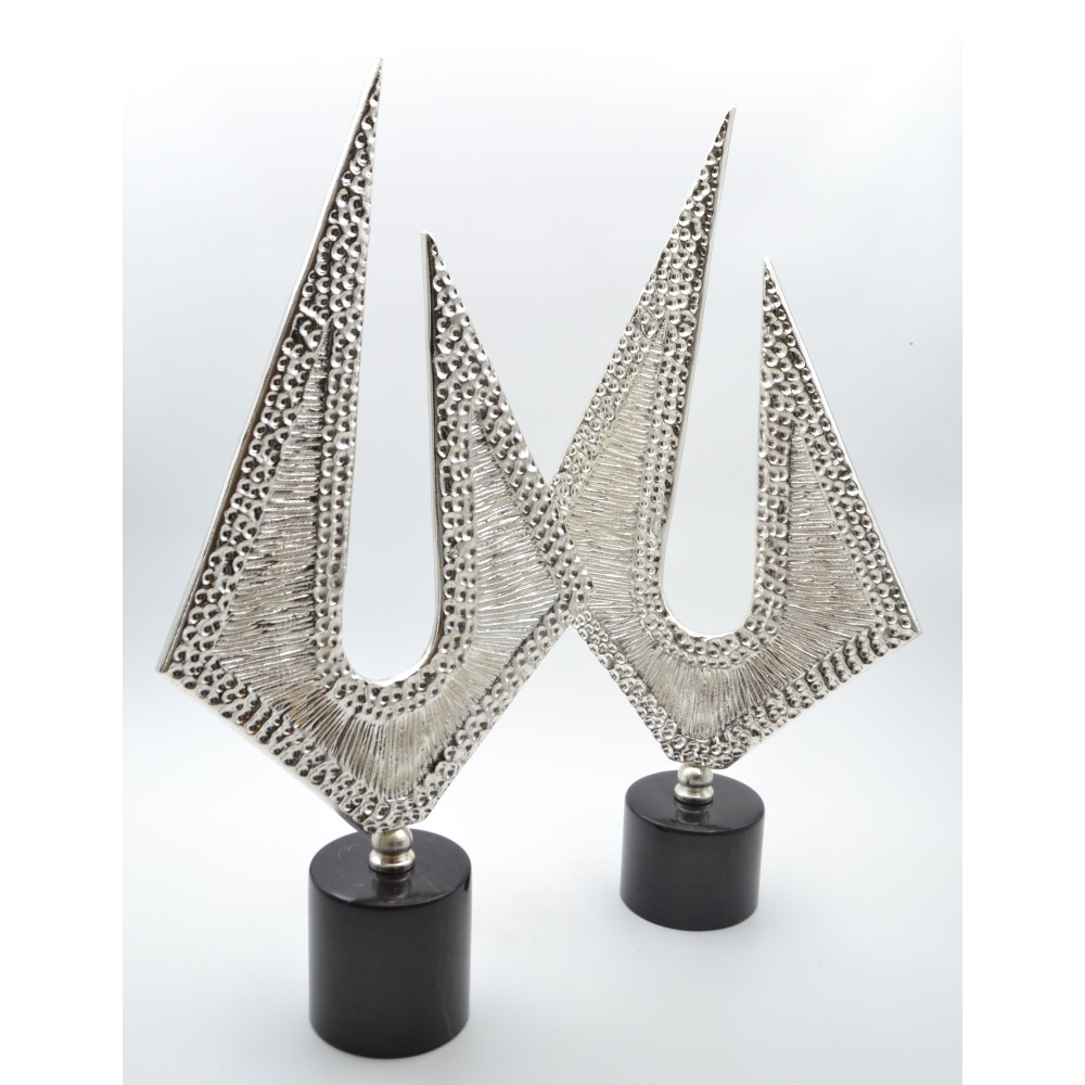 Gümüş Yelken Dekoratif Obje - Mermer Kaideli