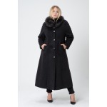 Kürklü Gusto Rahat Kalıp Gusto Oversize Kürklü İtalyan Moher Kaşmir Yün Manto - Antrasit Gri-TK02