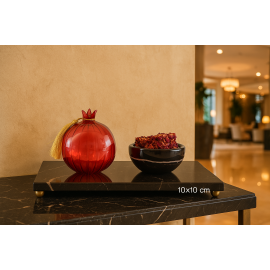 Bereket Nar Obje - Bektaşi Üfleme Cam, Pembe Cam Obje - Bolluk Bereket Simgesi Dekoratif Obje / Kağıt Ağırlığı 