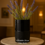 Kesme Cam Siyah Silindir Vazo