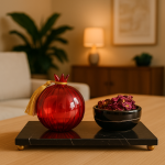 Bereket Nar Obje - Bektaşi Üfleme Cam, Pembe Cam Obje - Bolluk Bereket Simgesi Dekoratif Obje / Kağıt Ağırlığı 