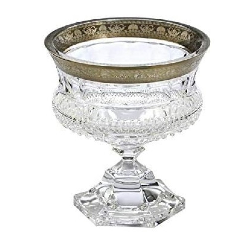 Frigya Gümüş Kristal Cam Çiçeklik, Gondol , 925 Ayar Gümüş İşleme Dekor
