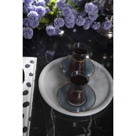 Rumi 2 li Çay Seti -  Altın Dekorlu Geleneksel Çay Bardağı Takımı  , El İmalatı 120 Ml Çay Bardağı