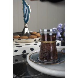 Rumi 2 li Çay Seti -  Altın Dekorlu Geleneksel Çay Bardağı Takımı  , El İmalatı 120 Ml Çay Bardağı