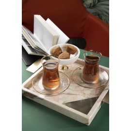 İstanbul Çay Bardağı Seti 2'li - Sıcak Cam Kesme Çay Bardağı 